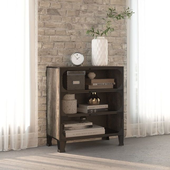 opbevaringsskab 72x36x82 cm metal og MDF grå
