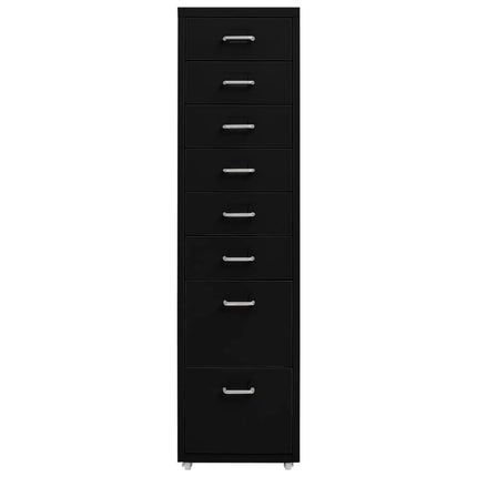 mobilt arkivskab 28x41x109 cm metal sort