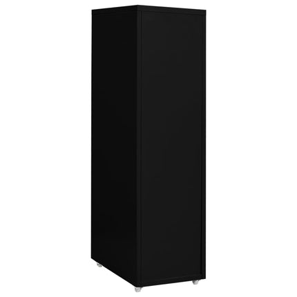 mobilt arkivskab 28x41x109 cm metal sort