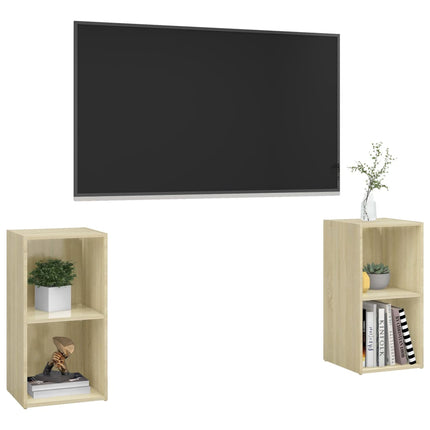 tv-skabe 2 stk. 72x35x36,5 cm konstrueret træ sonoma-eg