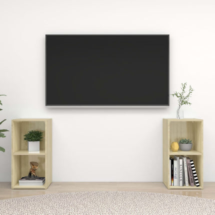tv-skabe 2 stk. 72x35x36,5 cm konstrueret træ sonoma-eg