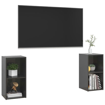 tv-skabe 2 stk. 72x35x36,5 cm konstrueret træ grå højglans