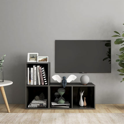 tv-skabe 2 stk. 72x35x36,5 cm konstrueret træ grå højglans