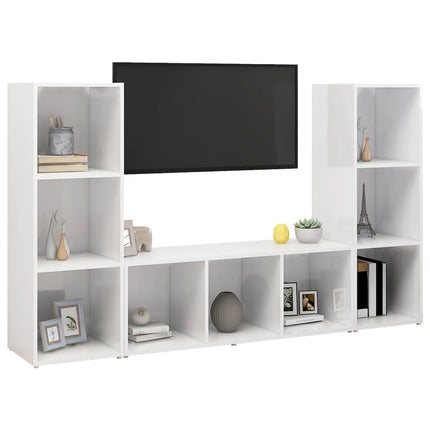 tv-skabe 3 stk. 107x35x37 cm konstrueret træ hvid