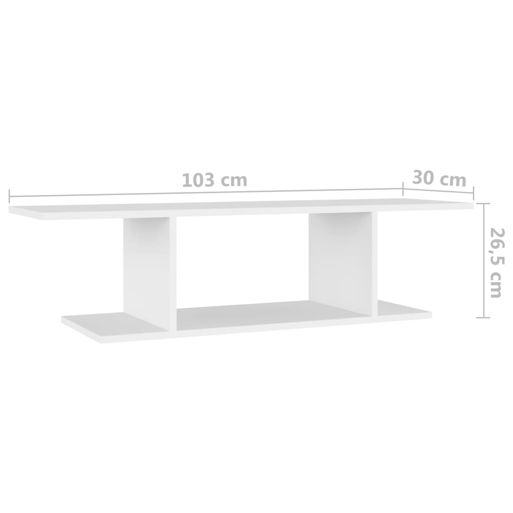 væghængt tv-skab 103x30x26,5 cm hvid