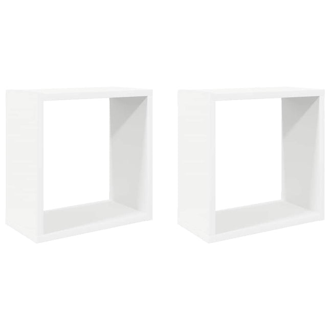 væghylder 2 stk. 30x15x30 cm kubeformet hvid