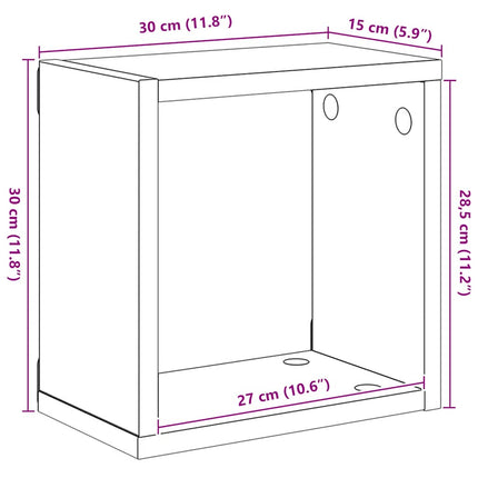 væghylder 2 stk. 30x15x30 cm kubeformet hvid