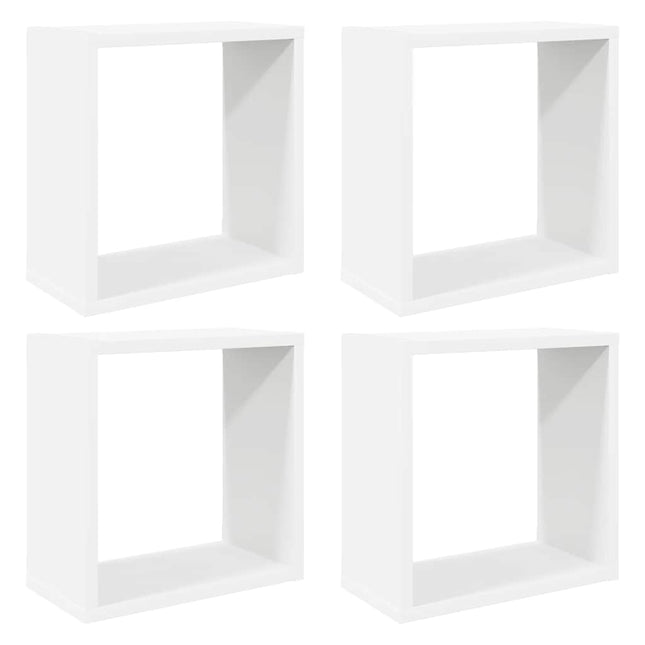 væghylder 4 stk. 30x15x30 cm kubeformet hvid