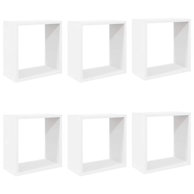 væghylder 6 stk. 30x15x30 cm kubeformet hvid
