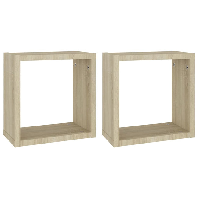 væghylder 2 stk. 30x15x30 cm kubeformet sonoma-eg
