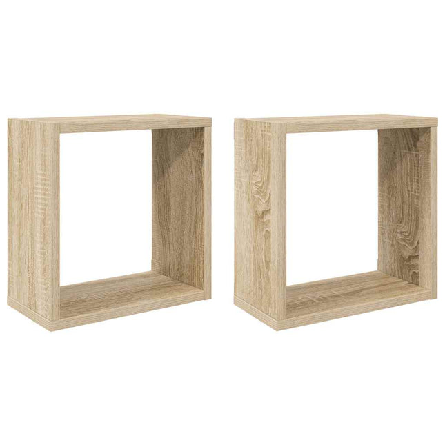 væghylder 2 stk. 30x15x30 cm kubeformet sonoma-eg