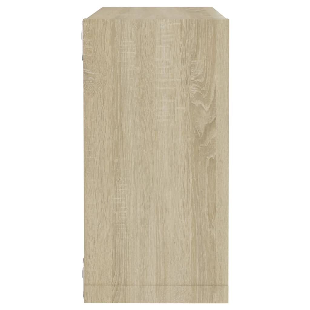 væghylder 2 stk. 30x15x30 cm kubeformet sonoma-eg