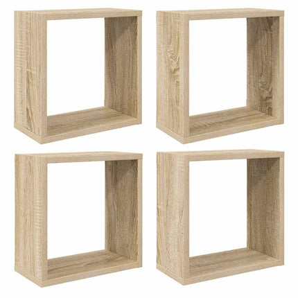 væghylder 4 stk. 30x15x30 cm kubeformet sonoma-eg