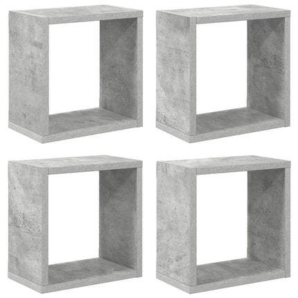 væghylder 4 stk. 26x15x26 cm kubeformet betongrå