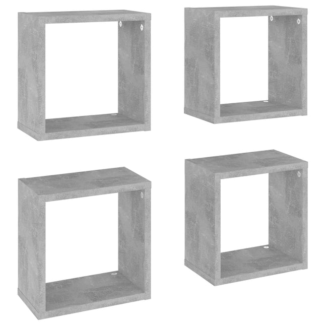 væghylder 4 stk. 26x15x26 cm kubeformet betongrå