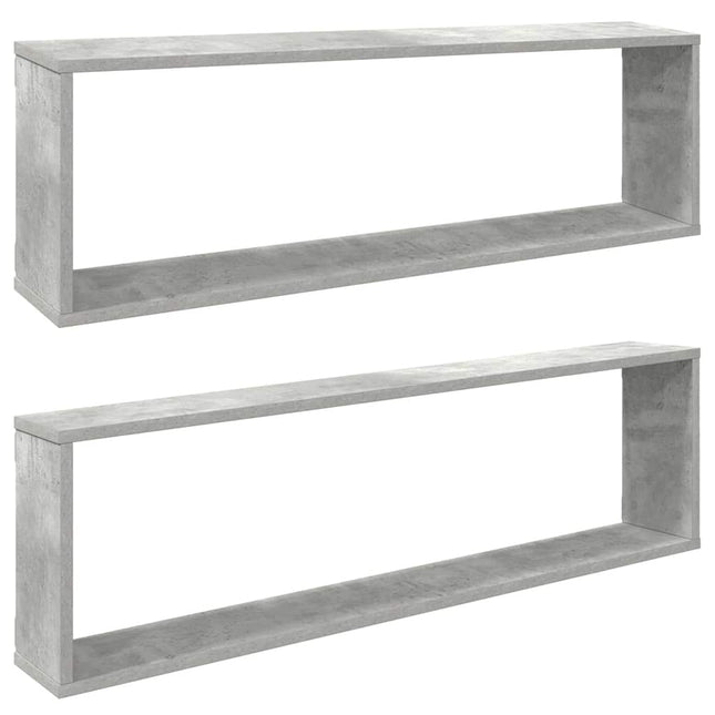 væghylder 2 stk. 100x15x30 cm konstrueret træ betongrå