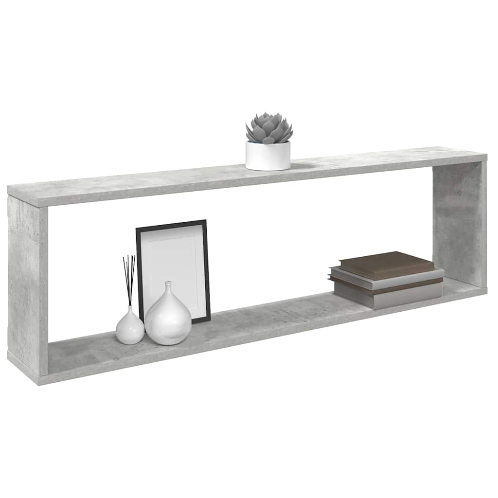 væghylder 2 stk. 100x15x30 cm konstrueret træ betongrå