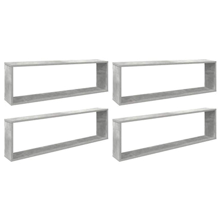 væghylder 4 stk. 100x15x30 cm konstrueret træ betongrå