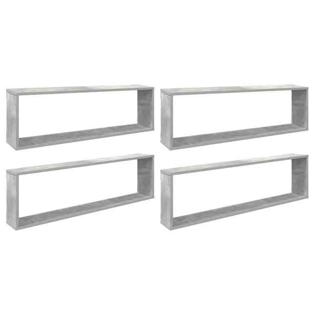 væghylder 4 stk. 100x15x30 cm konstrueret træ betongrå