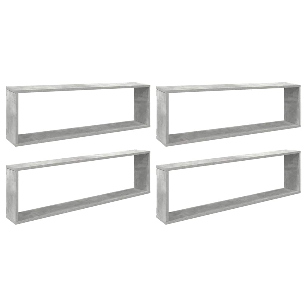 væghylder 4 stk. 100x15x30 cm konstrueret træ betongrå