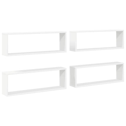 væghylder 4 stk. 80x15x26,5 cm kubeformet konstrueret træ hvid