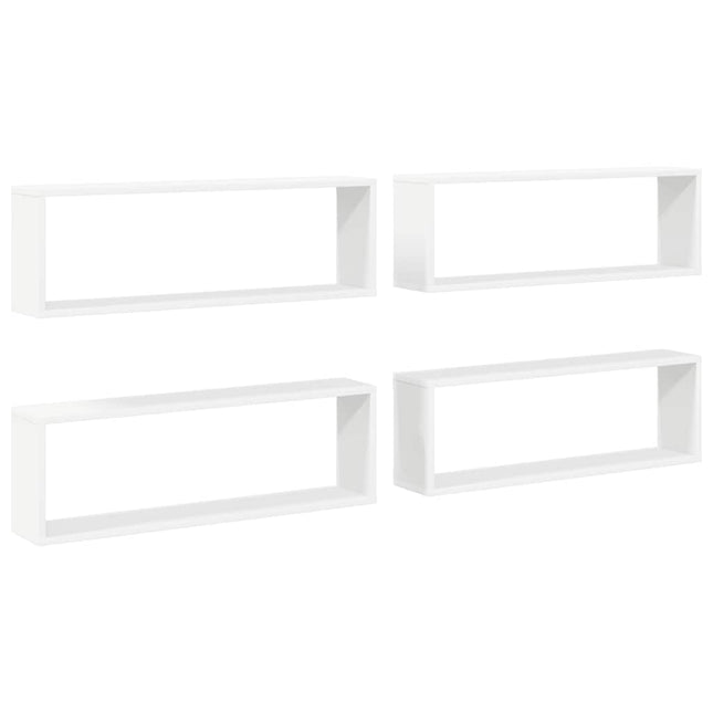 væghylder 4 stk. 80x15x26,5 cm kubeformet konstrueret træ hvid