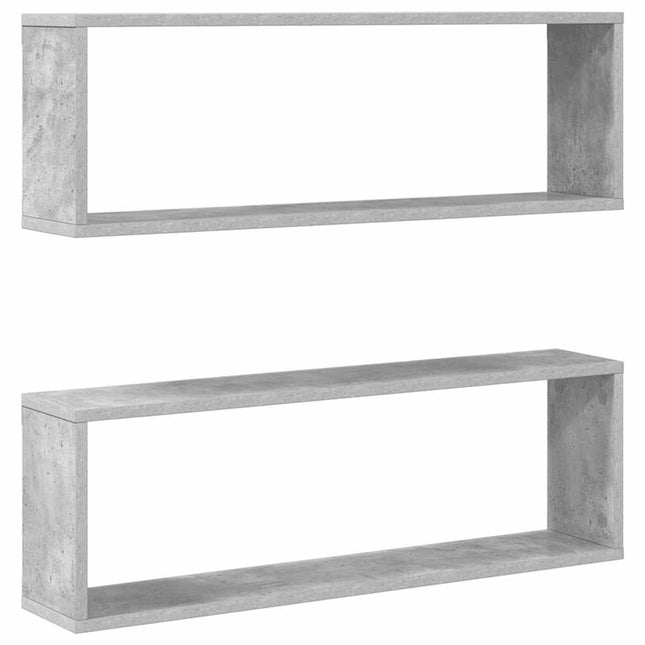 væghylder 2 stk. 80x15x26,5 cm konstrueret træ betongrå