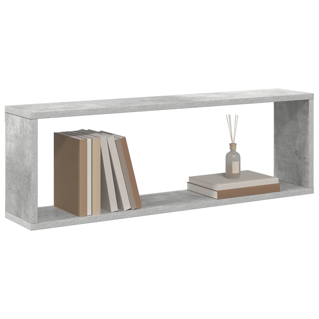 væghylder 2 stk. 80x15x26,5 cm konstrueret træ betongrå