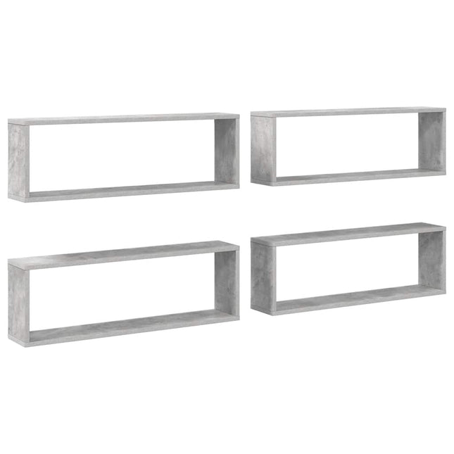 væghylder 4 stk. 80x15x26,5 cm konstrueret træ betongrå