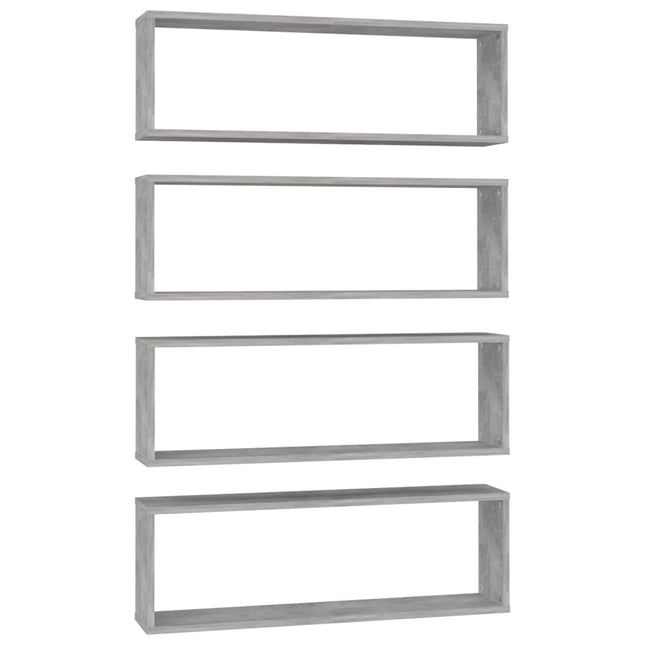 væghylder 4 stk. 80x15x26,5 cm konstrueret træ betongrå