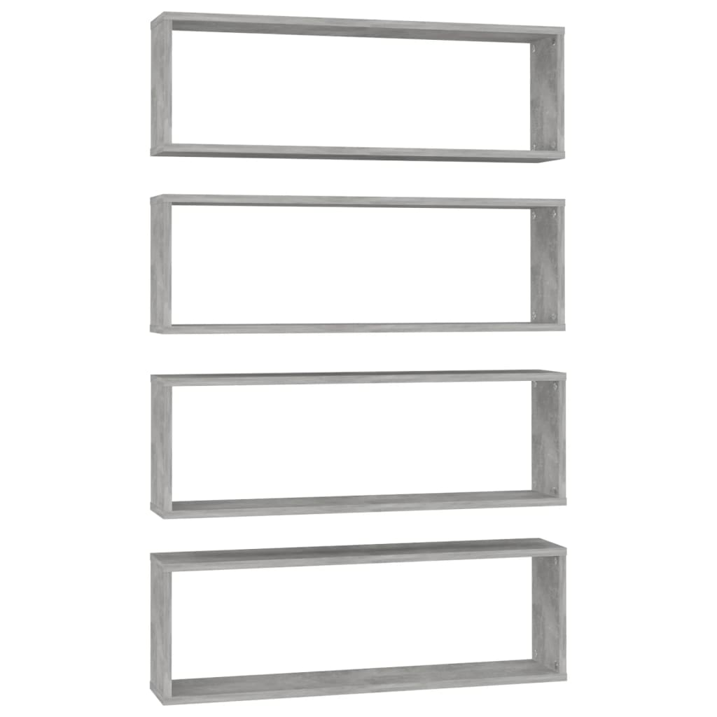 væghylder 4 stk. 80x15x26,5 cm konstrueret træ betongrå