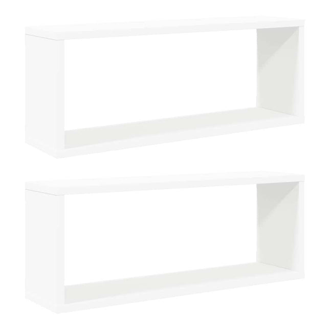 væghylder 2 stk. 60x15x23 cm kubeformet konstrueret træ hvid
