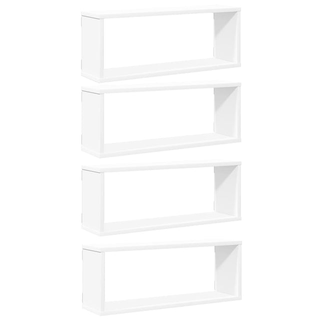 væghylder 4 stk. 60x15x23 cm kubeformet konstrueret træ hvid