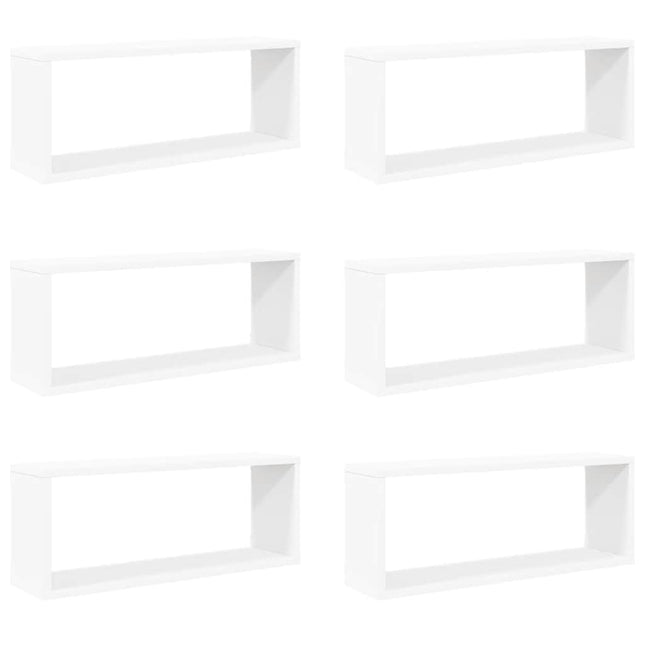 væghylder 6 stk. 60x15x23 cm kubeformet konstrueret træ hvid