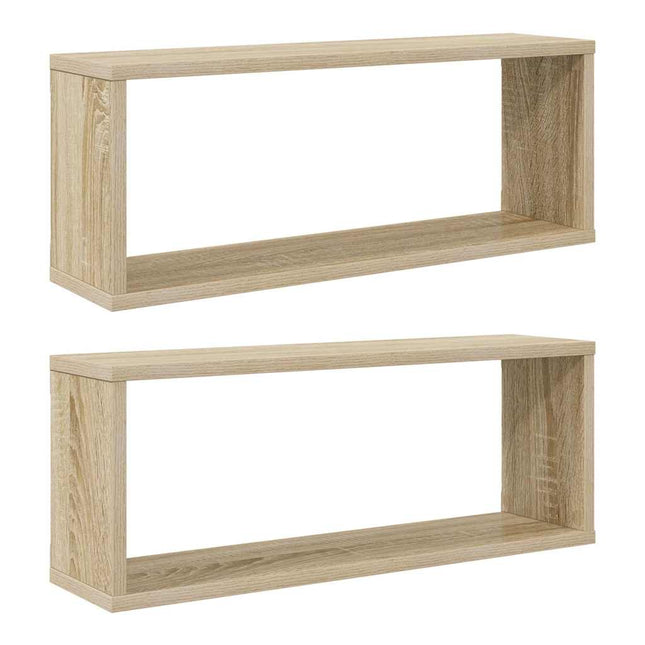 væghylder 2stk. 60x15x23cm kubeformet konstrueret træ sonoma-eg