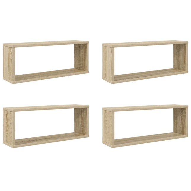 væghylder 4stk. 60x15x23cm kubeformet konstrueret træ sonoma-eg