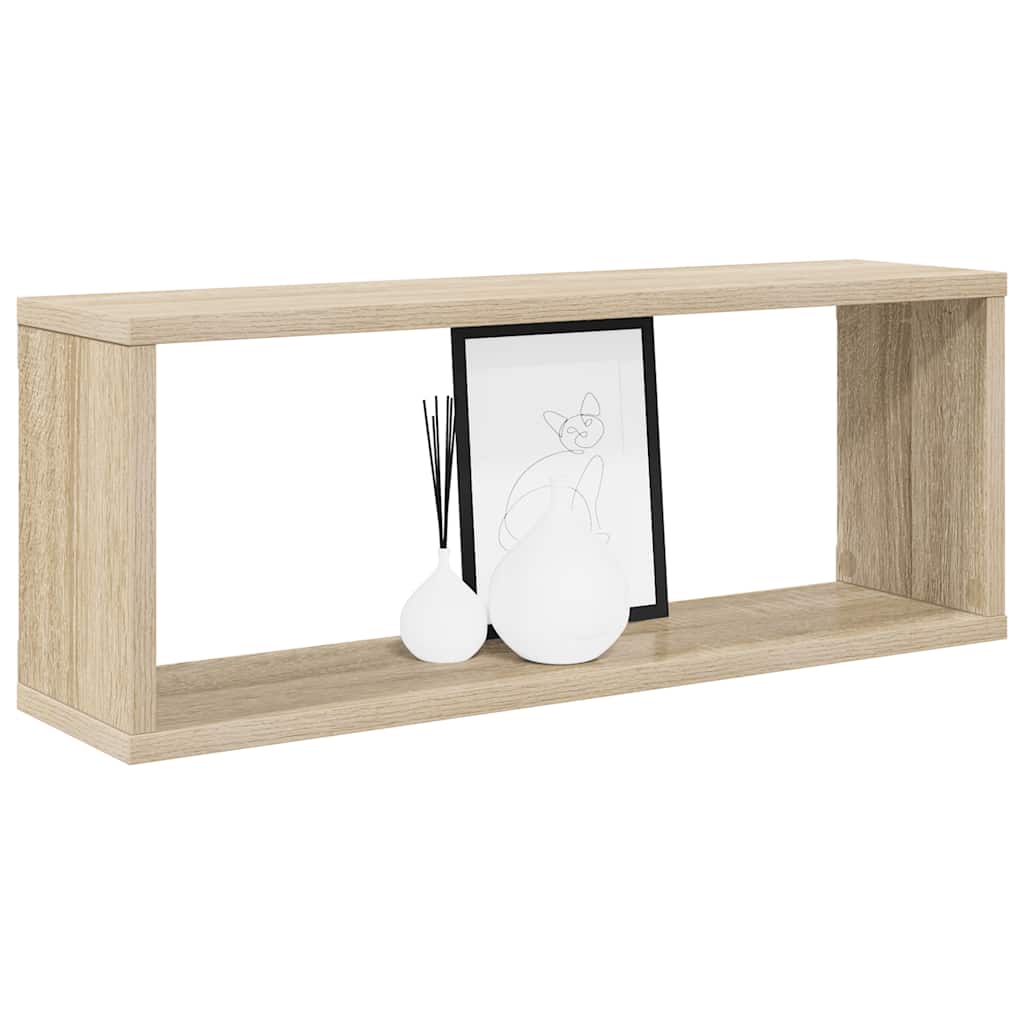 væghylder 4stk. 60x15x23cm kubeformet konstrueret træ sonoma-eg