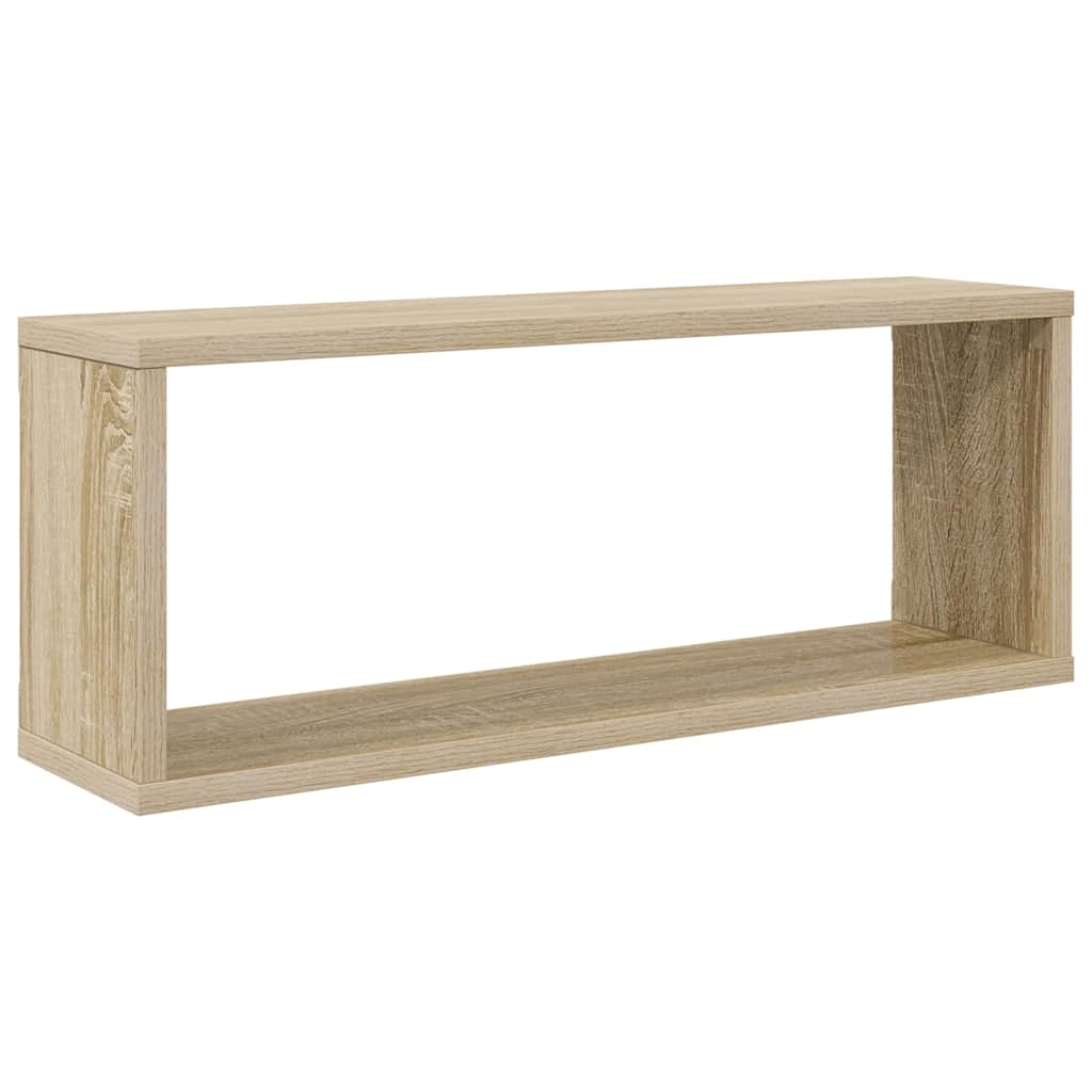 væghylder 4stk. 60x15x23cm kubeformet konstrueret træ sonoma-eg