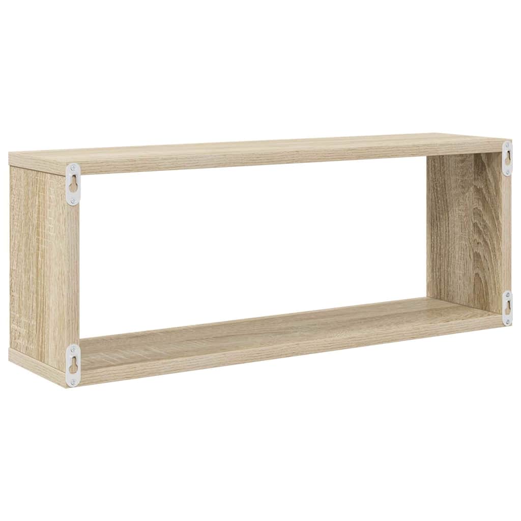 væghylder 6stk. 60x15x23cm kubeformet konstrueret træ sonoma-eg
