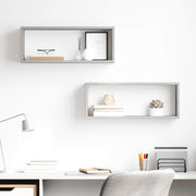 væghylder 2 stk. 60x15x23cm kubeformet konstrueret træ betongrå