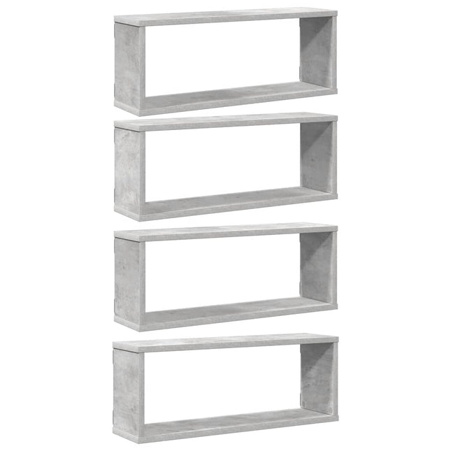 væghylder 4 stk. 60x15x23cm kubeformet konstrueret træ betongrå