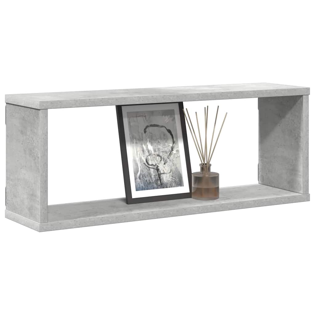 væghylder 4 stk. 60x15x23cm kubeformet konstrueret træ betongrå