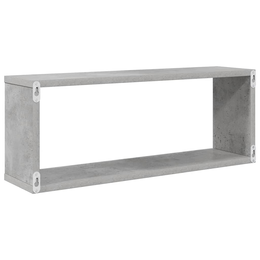 væghylder 6 stk. 60x15x23cm kubeformet konstrueret træ betongrå