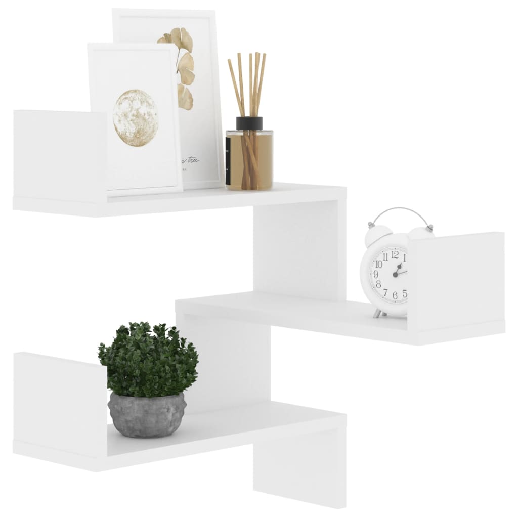 væghængt hjørnehylde 40x40x50 cm konstrueret træ hvid