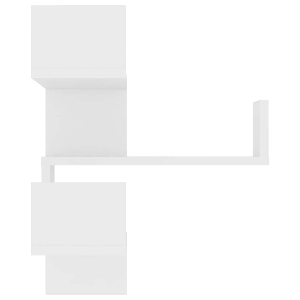 væghængt hjørnehylde 2 stk. 40x40x50 cm konstrueret træ hvid