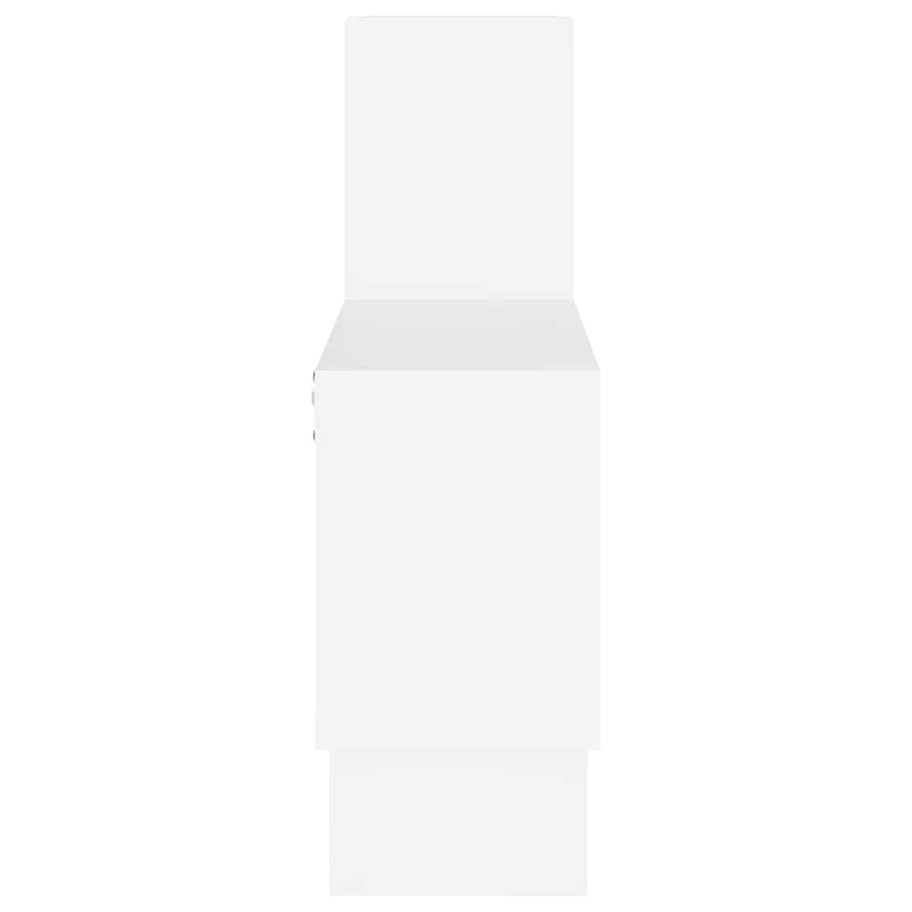 bilformet væghylde 82x15x51 cm konstrueret træ hvid