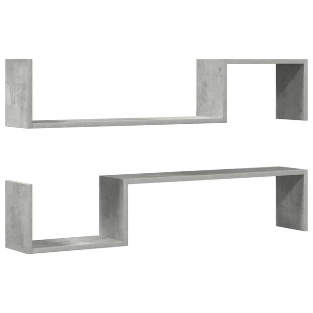 væghylder 2 stk. 100x15x20 cm konstrueret træ betongrå