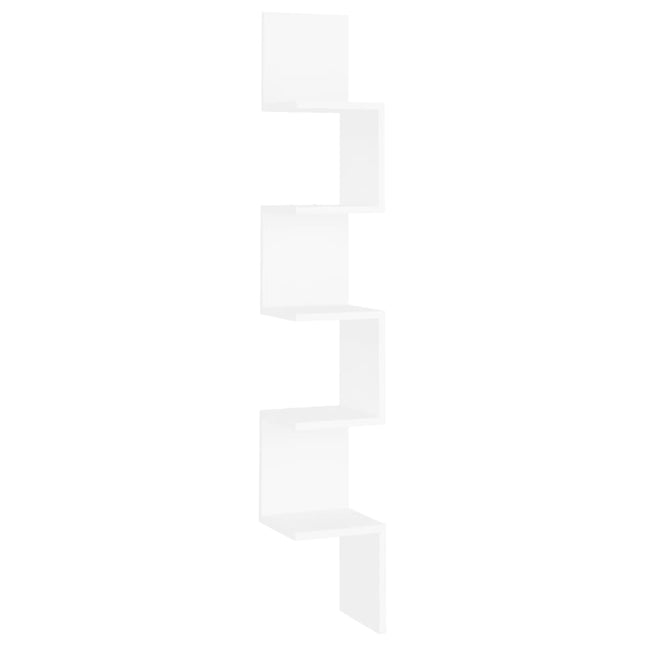 væghængt hjørnehylde 20x20x127,5 konstrueret træ hvid