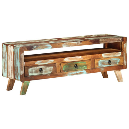 tv-bord 110x30x40 cm massivt genbrugstræ flerfarvet