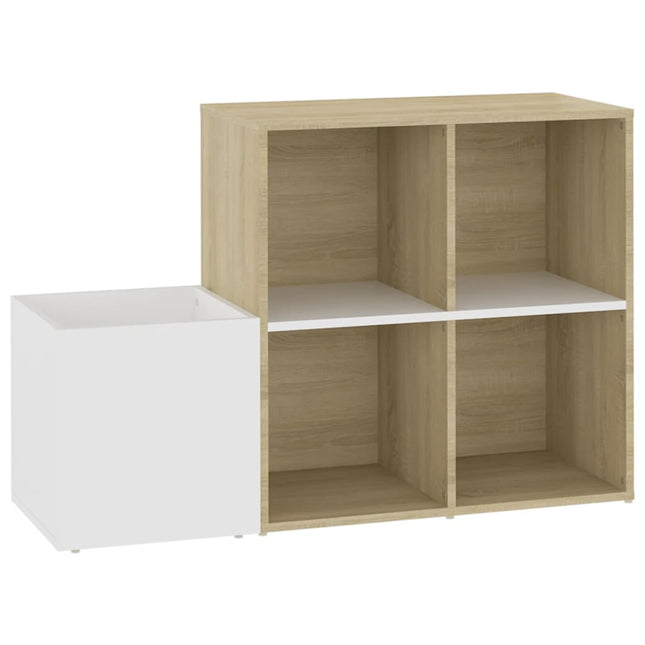 skoskab 105x35,5x70 cm konstrueret træ hvid og sonoma-eg